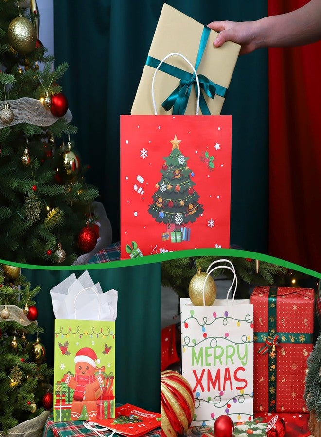 duludulu 24 Pack Christmas Gift Bags Assorted Sizes with Tissue Paper, Six Designs Kraft Christmas Bags for Gifts Large Gift Bags Bulk for Xmas Wrapping (8 Large 13", 8 Medium 11", 8 Small 9") - Image 5